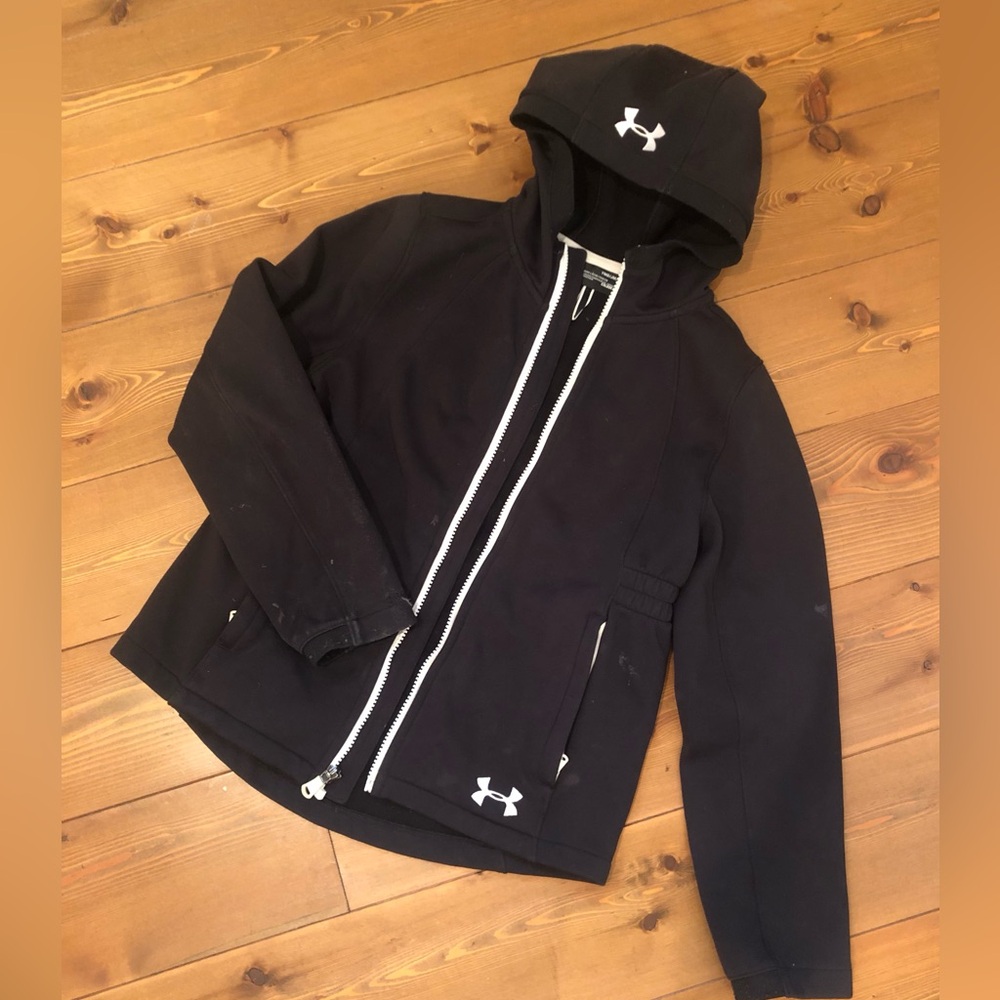 UnderArmour ColdGear Hooded Jacket in Black Girls M (8)